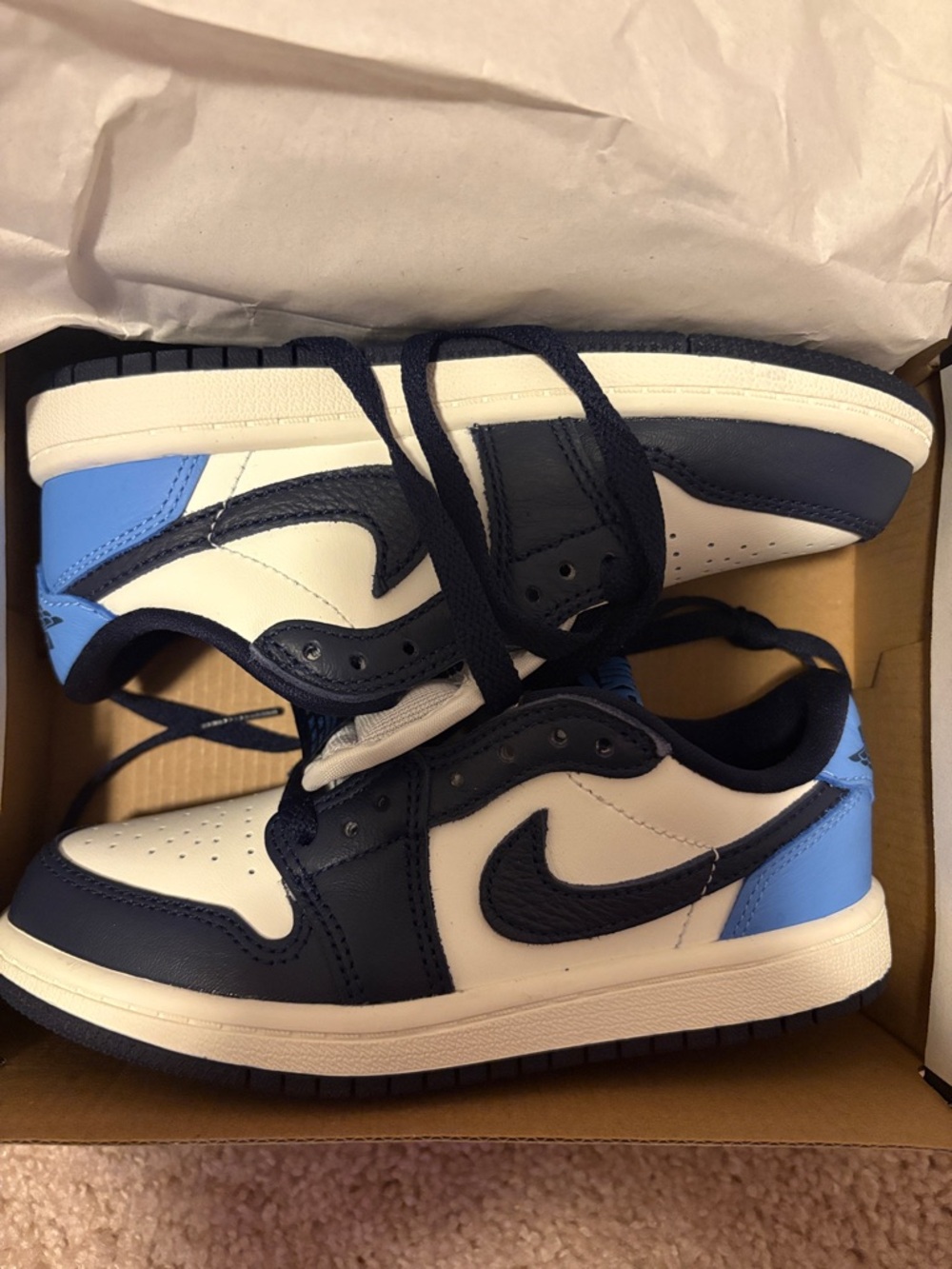 Nike Air Jordan 1 Low White, Navy & Light Blue